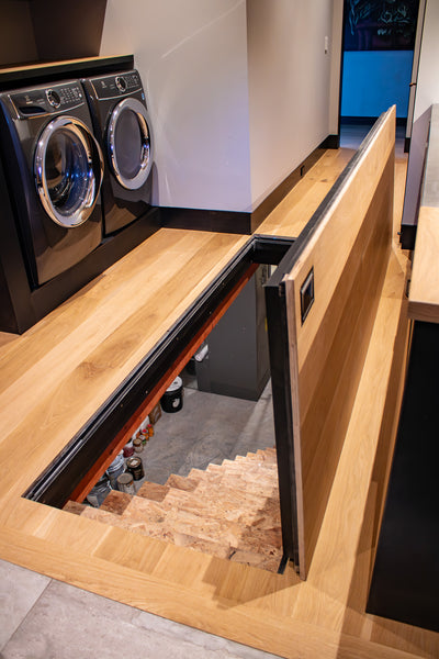 Floor Door designed and manufactured by Brandner Design in an open position