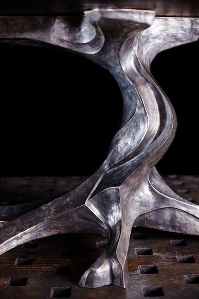 TWISTED TREE BRONZE BOOKMATCHED SLAB TABLE