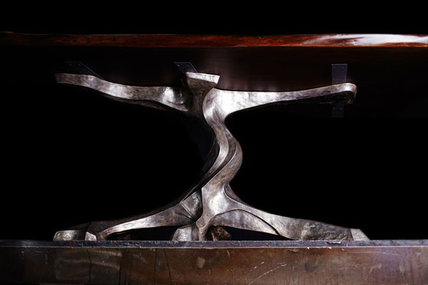 TWISTED TREE BRONZE BOOKMATCHED SLAB TABLE